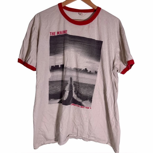 Anvil Other - The Maine The American Lines 2016 Ringer Band Tshirt‎ White Red Anvil XL
